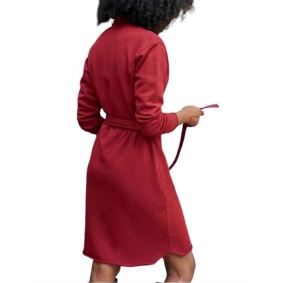NWT FRANK & EILEEN Willa Triple Fleece Wrap Dress  Cranberry Size Small - Picture 3 of 12
